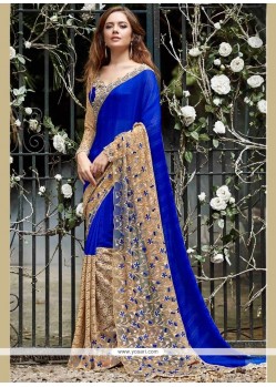 Faux Georgette Patch Border Work Classic Saree