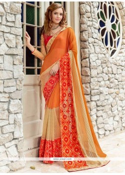 Faux Georgette Patch Border Work Designer Saree