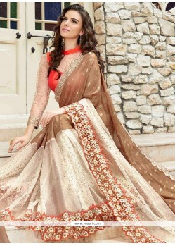 Beige And Off White Classic Designer Saree