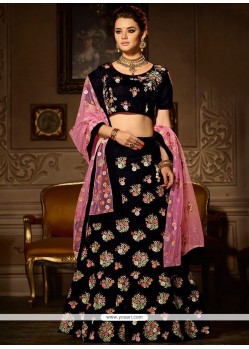 Embroidered Work Velvet A Line Lehenga Choli