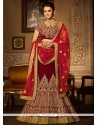 Velvet Maroon A Line Lehenga Choli