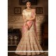 Lace Work Beige And Pink Banglori Silk A Line Lehenga Choli