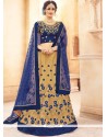 Net Beige And Navy Blue Lehenga Choli