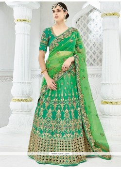 Satin Silk Green Lehenga Choli