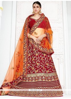 Maroon And Orange Lehenga Choli