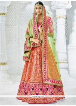 Peach And Pink Lehenga Choli