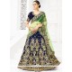 Patch Border Work Green And Navy Blue Lehenga Choli