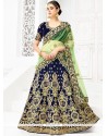 Patch Border Work Green And Navy Blue Lehenga Choli