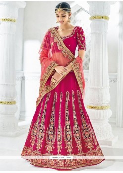 Hot Pink Stone Work Net Lehenga Choli