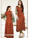 Maroon Print Work Rayon Casual Kurti