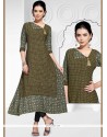 Print Work Rayon Green Casual Kurti