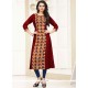 Red Print Work Casual Kurti