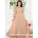 Peach Faux Georgette Floor Length Anarkali Suit