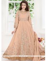 Peach Faux Georgette Floor Length Anarkali Suit