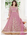 Embroidered Work Faux Georgette Floor Length Anarkali Suit