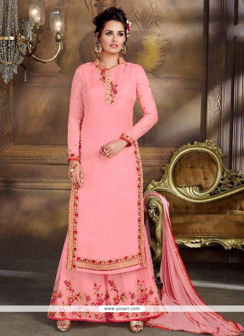 Buy Embroidered Work Net Designer Palazzo Suit Palazzo Salwar Suits