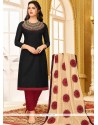 Embroidered Work Cotton Black Churidar Suit