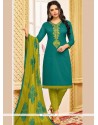 Sea Green Cotton Churidar Suit