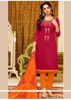 Embroidered Work Cotton Churidar Suit