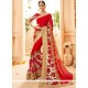 Red Embroidered Work Faux Georgette Classic Designer Saree