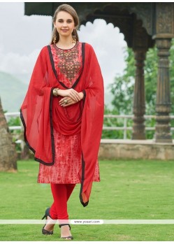 Embroidered Work Churidar Suit