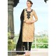 Embroidered Work Beige Cotton Churidar Suit