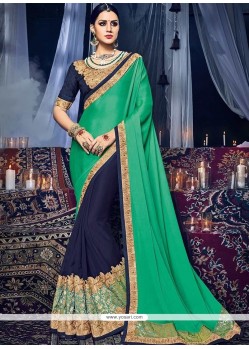 Embroidered Work Faux Georgette Half N Half Saree