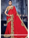 Faux Chiffon Red Designer Saree