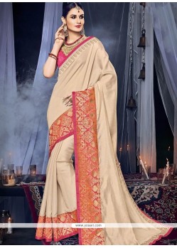 Beige Embroidered Work Classic Designer Saree