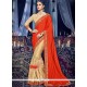 Faux Chiffon Beige And Red Half N Half Designer Saree