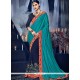 Art Silk Blue And Navy Blue Half N Half Saree