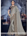 Grey Faux Chiffon Classic Saree