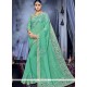 Faux Georgette Green Patch Border Work Classic Designer Saree