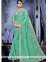 Faux Georgette Green Patch Border Work Classic Designer Saree