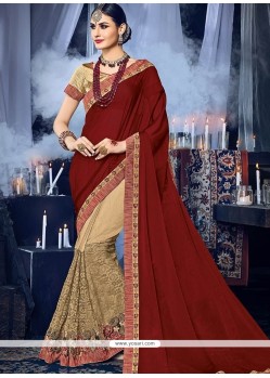 Art Silk Resham Work Designer Half N Half Saree