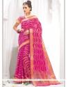 Chanderi Cotton Hot Pink Classic Designer Saree