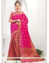 Weaving Work Hot Pink Traditional Designer Saree