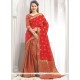 Red Weaving Work Traditional Designer Saree