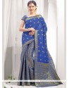 Weaving Work Blue Tussar Silk Designer Traditional Saree