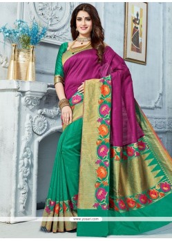 Green And Magenta Weaving Work Art Silk Traditional Designer Saree