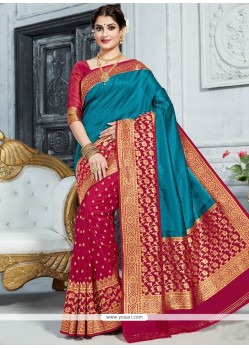 Weaving Work Magenta Art Silk Designer Traditional Saree