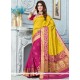 Hot Pink And Yellow Weaving Work Art Silk Designer Traditional Saree