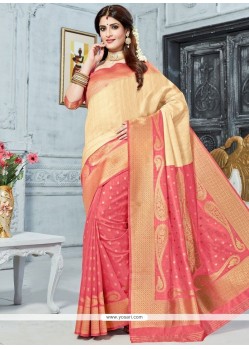 Art Silk Pink Weaving Work Traditional Designer Saree