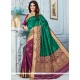 Weaving Work Green And Wine Designer Traditional Saree