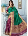 Weaving Work Green And Wine Designer Traditional Saree