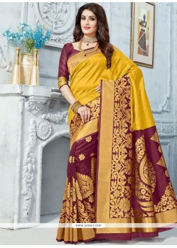 Mustard And Yellow Designer Traditional Saree