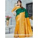 Green And Yellow Weaving Work Traditional Saree