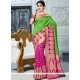 Green And Hot Pink Designer Traditional Saree