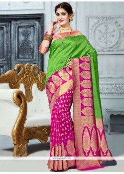 Green And Hot Pink Designer Traditional Saree