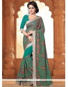 Faux Georgette Sea Green Classic Saree